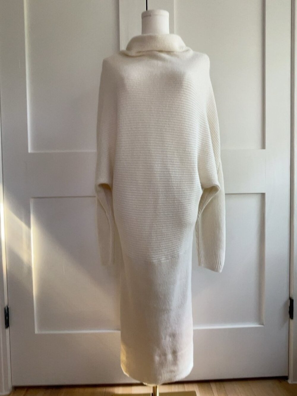 Brochu Walker Ivory Wool Cashmere Ribbed Sweater Dress S